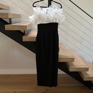 Gorgeous Vintage Black and White Ruffle Gown